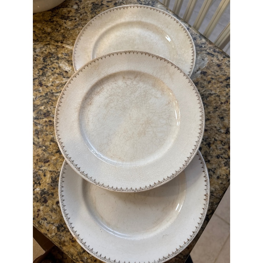 Vintage Standard "Esther" Semi-porcelain Set of 3 Cream Gold Filigree Border